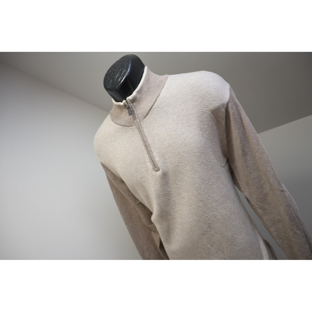 Jos. A. Bank Quarter Zip Sweater Mens Large Cotton Cashmere Elbow Patches